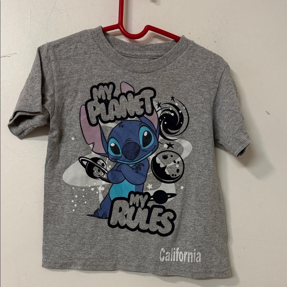 Disney Gray Kids Tee with Stitch  Cartoon Character